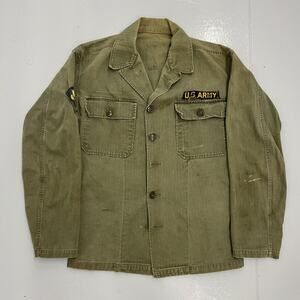 Vintage 50s US Army Green HBT Field Fatigue Shirt